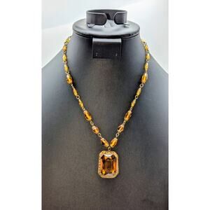 Vintage Antique Signed Czech Edwardian Nouveau Bohemian Glass Choker Necklace